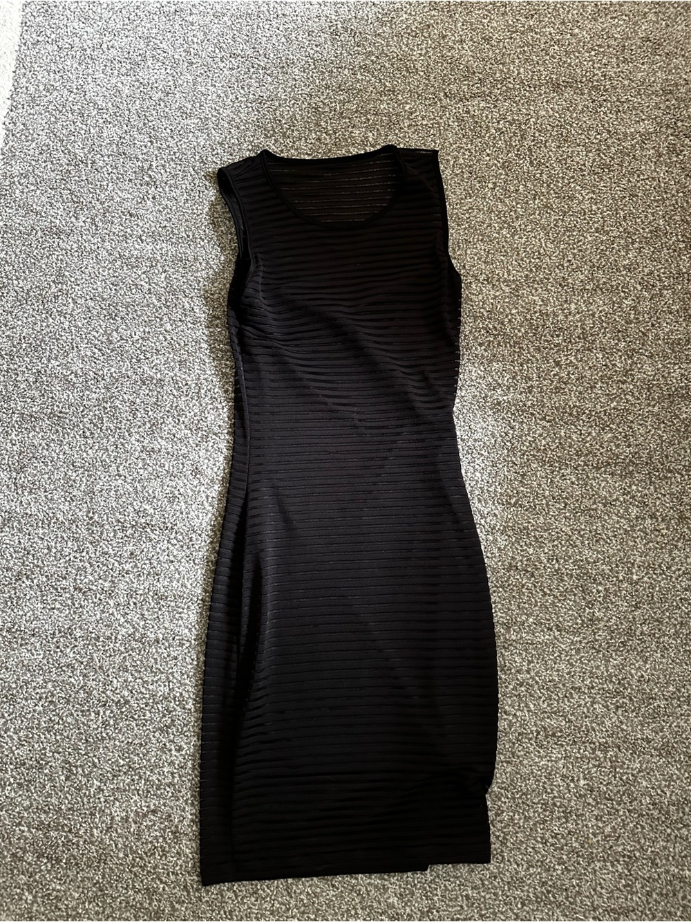 Sleeveless Black Ribbed Sheath Dress